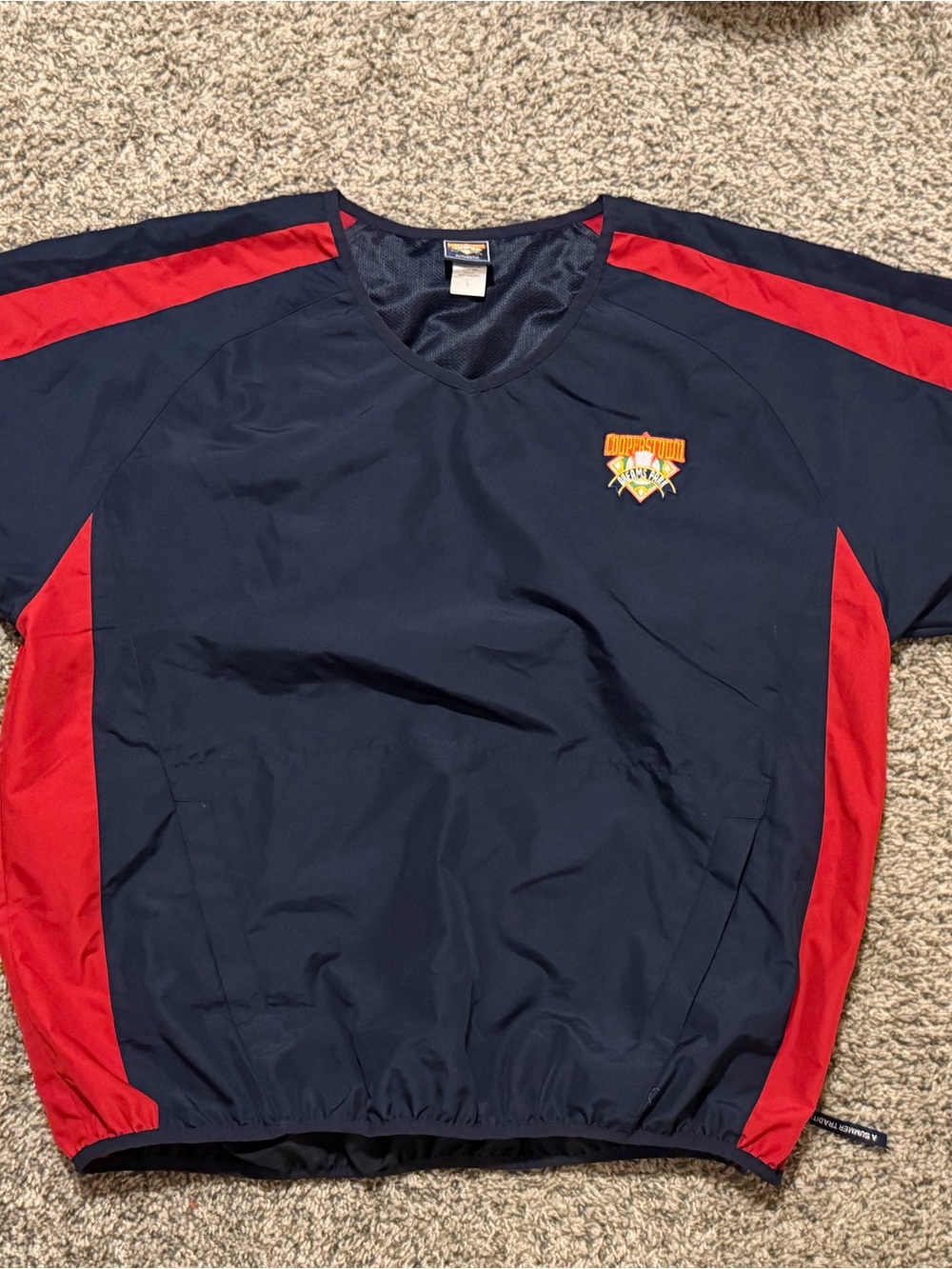 Men's Navy Performance Pullover with Red Contrast Panels